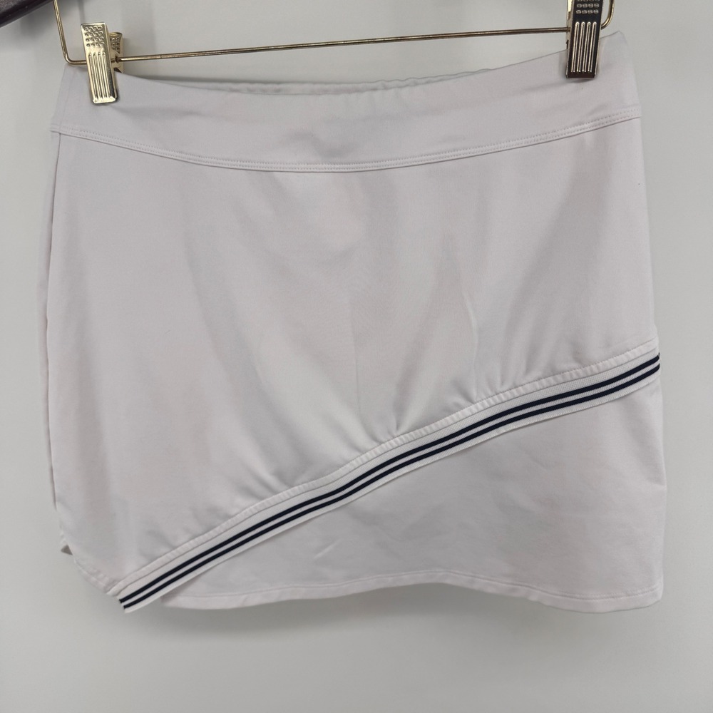 InPhorm White Tennis Skort Asymmetrical Striped Trim Built-in Shorts‎ Womens M